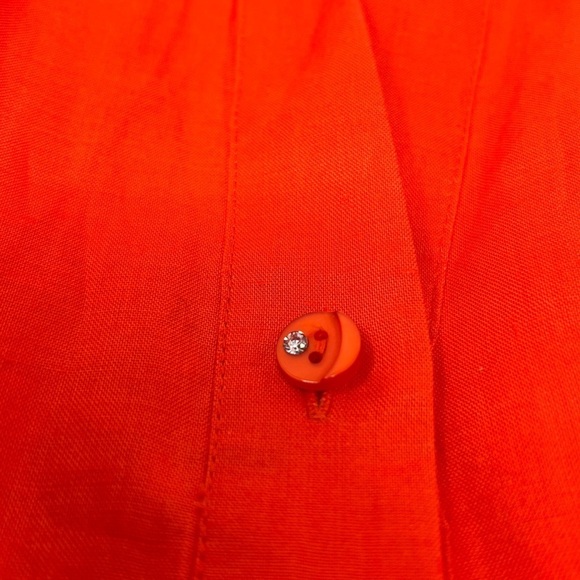 Lino USA Red Linen V-Neck Button Down Short Sleeve Belted Midi Shirt Dress Sz S - Picture 15 of 16